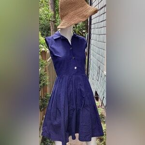50s Style Blue And White Polka Dot Dress